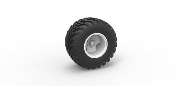 moulé pression roue bigfoot 1 monstre camion échelle 25 véhicule pneu monstres mégatruck ancien vieille école route escaladé jouet impression imprimable 3D print model - Mito3D