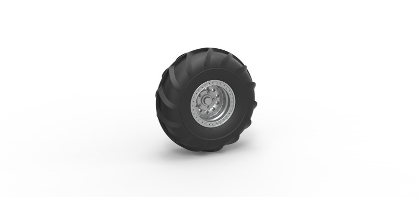 diecast wheel mud dragster version 2 scale 1 to 25 3d print model in vehicle 3dexport muddragster dirtdragster tire tyre toy scaled printable 3d print model - Mito3D