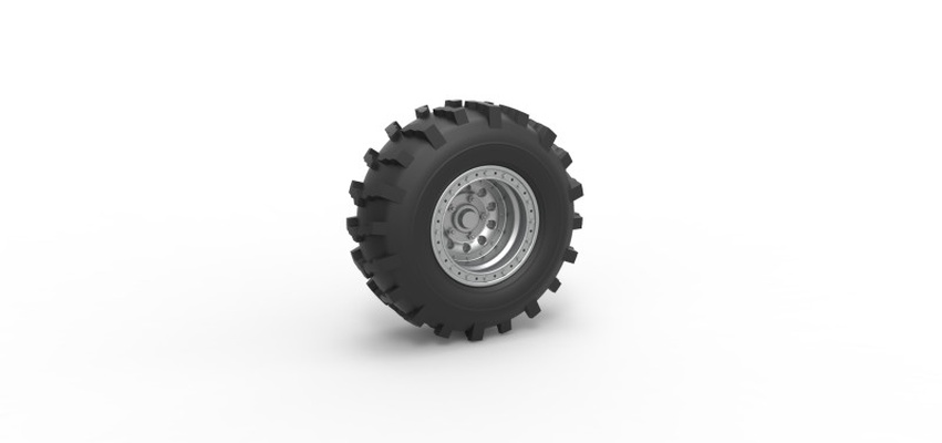moulé pression roue boue dragster version 3 échelle 1 to 25 3d impression modèle in véhicule 3dexport traîne pneu jouet escaladé imprimable 3d print model - Mito3D