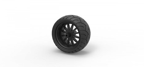 diecast wide rear wheel chopper tire part vehicle print printable toy bike 3d print model - Mito3D
