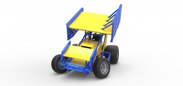 pressofuso alato sprint macchina girando scala 1 25 veicolo sprintcar alatosprintcar sporco corsa ridimensionato giocattolo Stampa stampabile speedway deriva dirtovalracing v8 3d print model - Mito3D