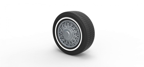 diecast wire wheel 2 scale 1 10 tire car vehicle oldshool wirewheel scaled 3d print model - Mito3D