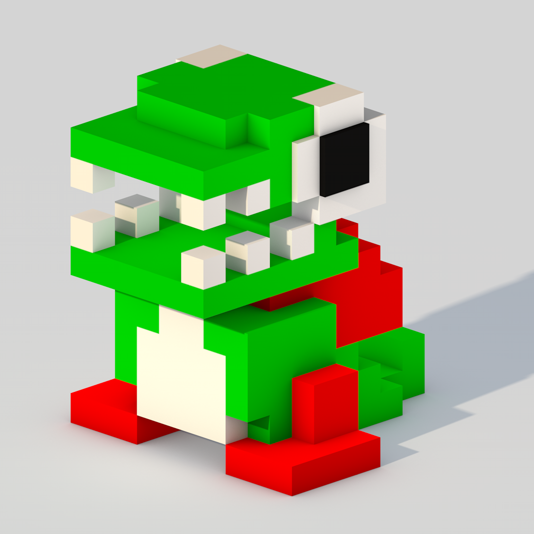 escavação cavado verde monstro 3d impressão modelo in monstros criaturas 3dexport nintendo jogos retro videogame pixel voxel 3D print model - Mito3D