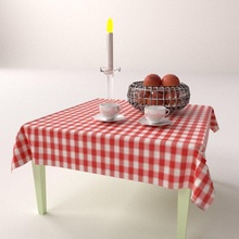 dining scene dinner candle light romantic table fruit basket cloth kitchen restaurant eating collection cup saucer tea 3d print model - Mito3D