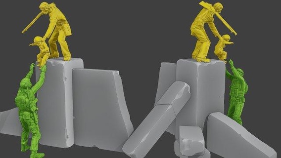 diyorama kız kurtarmak 01 3d yazdır model in figürinler 3dexport zombiler adam minyatür şekil heykel asker gündelik savunma oyuncusu ileri merkez forvet kahraman millet kask amerika action figure 3d print model - Mito3D