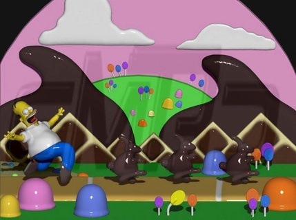 diorama homer chocolate reino homem fdm sla Simpsons jogos filme coelhos açúcar 3d print model - Mito3D