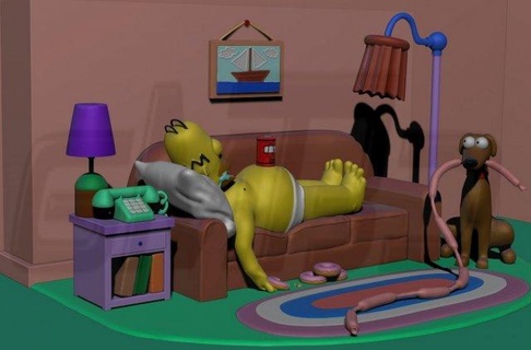 diorama homero sofá 3d impresión modelo hombre historietas 90s comedia familia tv simpsons bart Papa Noel cláusula perro 3d print model - Mito3D