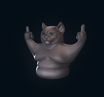dissatisfied cat 3d print model animals chubby cute fat angry cool fur 3d print model - Mito3D