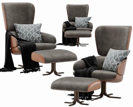 ditre italia cut mix sofa armchair leather chaise lounge plaid cushion fabric contemporary modern 3d print model - Mito3D