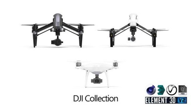 dji collection 3d model in drone copter 3dexport inspire quadcopter pahntom air element videocopilot v-ray textured rigged 3d print model - Mito3D