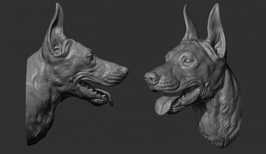 doberman head doberman head bust dog animal pitbull miniatures figurines statue sculpture mammal decor printable art