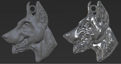 doberman 3d print model in pendants 3dexport dog amulet jewellery face 3d print model - Mito3D