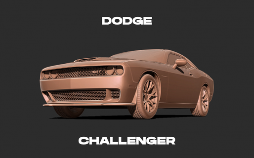 dodge challenger car sculpture musclecar muscle american americancar metalize wheel lights trafic charger v8 ram sport tyre 3d print model - Mito3D