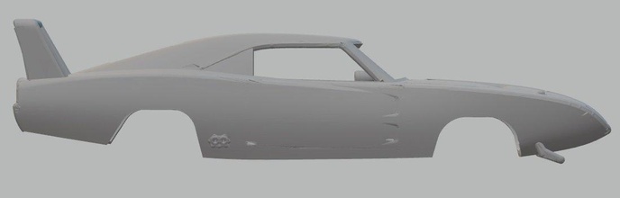 chargeur daytona hémi 1969 imprimable corps voiture 3d impression modèle in automobile 3dexport esquive fente scalextric miniz tamiya rc vieux 3d print model - Mito3D