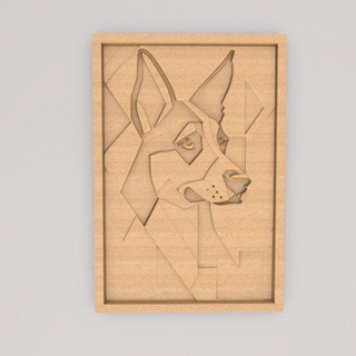 Hund abstrakt Malerei Mauer Kunst apwa3d20 Dekor Tier 3d Textur minimalistisch Skulptur Linderung 2d Dekoration 3d print model - Mito3D