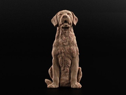 chien bas relief sculpture d'or retriever imprimable monument chienchien animal stl chiot compagnie canin Labrador 3d dog 3d print model - Mito3D