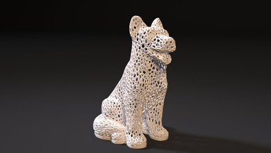 dog voronoi 3d print shepherd mathematical art animals statuette decor 3d print model - Mito3D