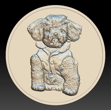 perrito romeo alivio 2018 3d impresión modelo in monedas insignias 3dexport perro arte medalla medallón zoo bajorrelieve imagen 3d print model - Mito3D