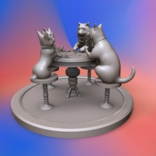 hunde spielen karten 3d drucken modell tiere 3dexport hund poker kasino tier hündchen französische bulldogge waliser corgi pokertisch glücksspiel cool haustier eckzahn hetzen glück wolf miniaturen figuren 3d print model - Mito3D