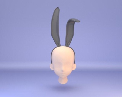 boneca elástico cabelo Coelho orelhas 2 acessórios bjd lebre 3d print model - Mito3D