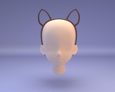 Bambola cerchietto per capelli cat silhouette Accessori gatto bjg 3d print model - Mito3D