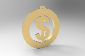 signo de dólar colgante collar libre el hip-hop la joyería moda símbolo dinero oro 3d print model - Mito3D