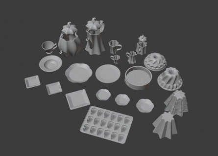 Puppenhaus Geschirr einstellen Figuren Teekanne Kaffee Porzellan Teller Miniaturen Miniatur Tee Tassen Platten Utensilien Jahrgang elegant Sammlerstück dekorativ Puppen 3d print model - Mito3D