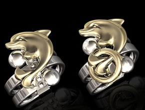 los delfines anillo de la amistad 3d imprimible stl anillos oro plata el platino delfín lifebuoy a las niñas chicos mujeres hombres moda rescate pescado mar cuarzos 3d print model - Mito3D