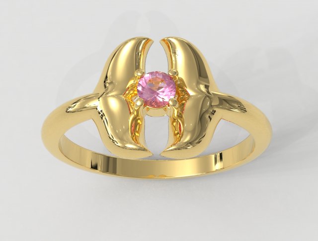 delfín piedra preciosa anillo anillos oro gold ring joyería joya jewelry rings paulorani moda Moda moderno plata cuento sirena pez mar ola gemstone dolphin mermaid 3D print model - Mito3D