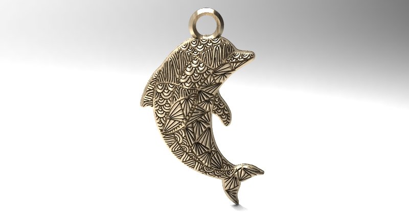 dolphin mandala zentangle pendant 1 3d print model in earrings 3dexport fish sea ocean animal nature keychain jewelry cnc router 3D print model - Mito3D