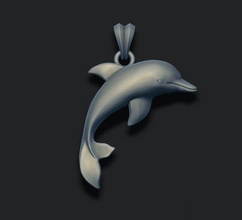dolphin pendant 3d print model in pendants 3dexport jewellery gold printable jewelry silver nature necklace fish water aquario akuarium jewel dolfin aquatic sea ocean marine swimming dauphin 3d print model - Mito3D