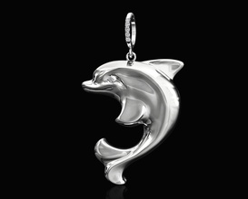 dauphin pendentif 3d imprimable stl de bijoux pendentifs or d'argent le platine femmes la mode les pierres précieuses dolphin du poisson mer l'eau l'amitié 3d print model - Mito3D