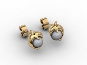 dolphin puset dauphin earing Ohrring Ohrringe Blume gem Herz Juwel Schmuck pearl bedruckbar ist Silber sterling weiß 3d print model - Mito3D