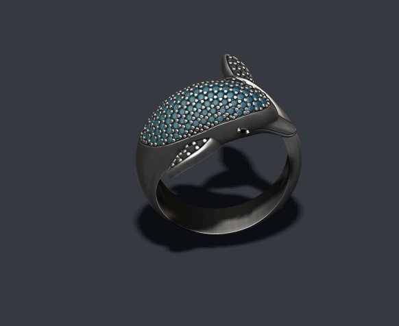 dolphin ring gems 3d print model in rings 3dexport jewellery gold jewelry silver fish water aquario jewel dolfin aquatic sea ocean marine swimming briliant stone gemstone gem 3D print model - Mito3D