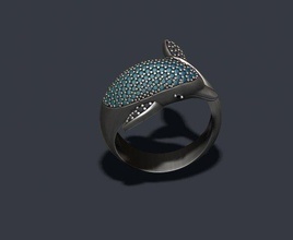 yunus yüzük taşlar 3d yazdır model in yüzükler 3dexport mücevher altın takı gümüş balık su akvaryum dolfin suda yaşayan deniz okyanus yüzme parlak taş değerli 3d print model - Mito3D