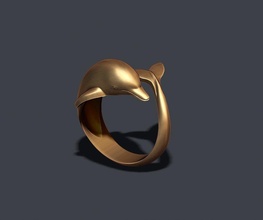 golfinho anel jóias ouro imprimível joalheria prata natureza colar peixe água aquário Akuarium jóia Piscis Dolfin aquático mar oceano marinho natação 3d print model - Mito3D