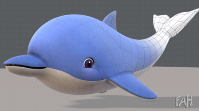 delfin v01 3d modell 3dexport ozean tier wasser fisch meer natur karikatur spiel animation lowpoly tierwelt basemesh körper säugetier wild zoo tiere 3d print model - Mito3D