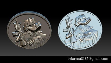 donald duck coin smiley silhouette art smile wing wise hen mickey mouse universe daffy artwork silver stl cnc 3d print 3d print model - Mito3D