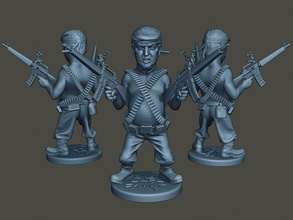 donald trumpf ramboman 3d drucken modell spielzeuge 3dexport soldat krieg aktion miniatur zahl skulptur männer militär armee meme stand amerikanisch karikatur schießen troll 3d print model - Mito3D