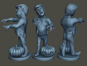 donald trumpf zombie halloween 3d drucken modell meme 3dexport krieg aktion miniatur zahl skulptur männer finger militär armee meme stand amerikanisch karikatur 3d print model - Mito3D