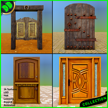 door pack - 1 3d model in 3dexport single designer cowboy rigged animated pbr lowpoly entrance exit house lod saloon double old deserted hinge heavy 3d print model - Mito3D