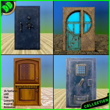 door pack - 2 wood metal steel prison vault safe money security jail cell rigged animated pbr lods lowpoly unique 3d print model - Mito3D