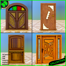 door pack - 3 wooden double single house entrance exit pbr lods rigged animated lowpoly gameready heavy vr ar 3d print model - Mito3D