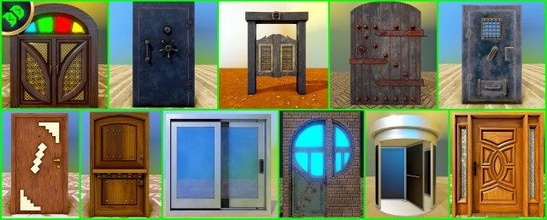 door pack wood door  ancient house enterence exit deserted lod pbr lowpoly vault prison security rigged animated pack ar vr game 3d print model - Mito3D