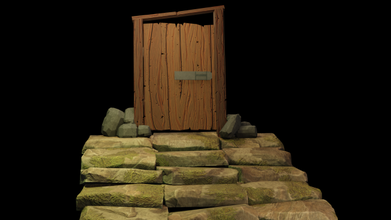 porta stilizzato architettonico fantasia mmorpg prigione risorsa poli legna metallo calcolo ambiente cartone animato decorativo edificio medievale 3d print model - Mito3D