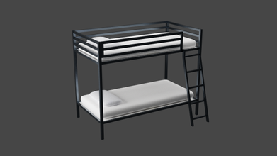 doshie metal gemelo cama gratis 3d modelo in dormitorio 3dexport litera texturas horneado escalera colchón almohada 3d print model - Mito3D