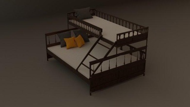 double bed architecture furniture wood interior relaxation sleep bedroom life cloth bunk storeyed ladder design 3d print model - Mito3D