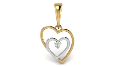 double en forme de coeur pendentif joyau jewells pandle le cœur mignon l'amour la saint-valentin platine symbole or diamant l'anneau imprimable d'argent couple léger bijoux cnc 3dprint 3d print model - Mito3D