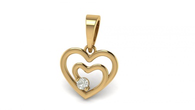 double heart shape pendant jewel jewells pandle cute love valentine platinum symbol gold diamond ring printable silver couple lightweight jewellery cnc 3dprint 3d print model - Mito3D