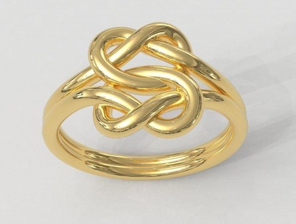 doble nudo anillo anillos oro joyería joya paulorani moda Moda moderno plata clásico cuerda arco lazo printable ring knot double rope 3d print model - Mito3D